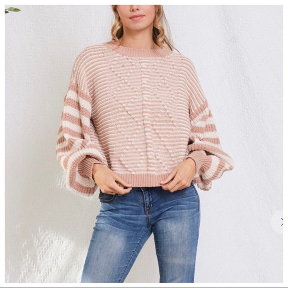 15 Boho Perfect Stripe Cable Sweater - Picture 3 of 7